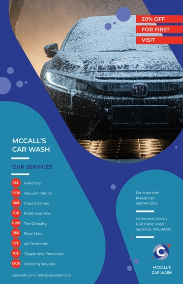 Free Car Wash Poster Template to Edit Online