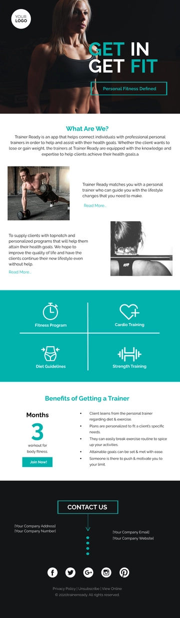 Free Personal Trainer Email Newsletter Template to Edit Online