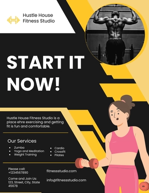 Free Fitness Studio Pamphlet Template to Edit Online