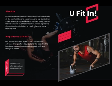 Free Editable Gym Bi-Fold Brochure Template to Edit Online