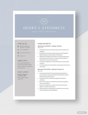 Agricultural Loan Officer Resume