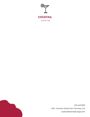 Free Free Bar/Lounge Letterhead to Edit Online