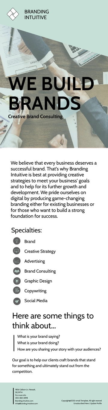 Free Branding Consultant Email Newsletter Template to Edit Online