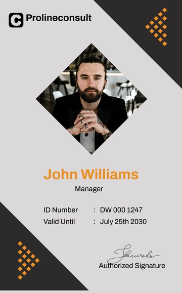 Free Business Consultant ID Card Template to Edit Online