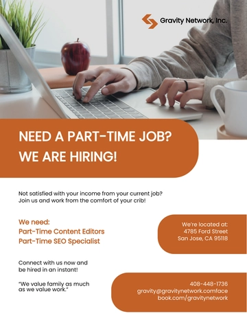 Free Part Time Work From Home Flyer Template to Edit Online