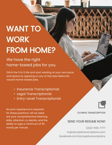 Free Work From Home Job Flyer Template to Edit Online