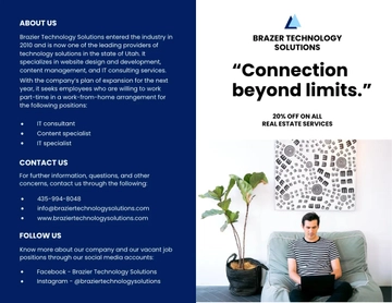 Free Work From Home Hiring Bi-Fold Brochure Template to Edit Online