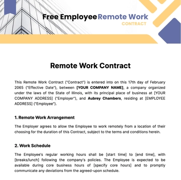 Free Employee Remote Work Contract Template to Edit Online