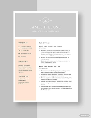 Aircraft Engine Mechanic Resume