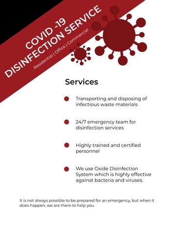 Free Coronavirus COVID-19 Disinfection Service Flyer Template to Edit Online