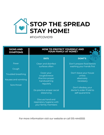 Free Stay Home Coronavirus COVID-19 Awareness Flyer Template to Edit Online