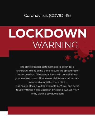 Free Coronavirus COVID-19 Lockdown Warning Flyer Template to Edit Online