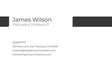 Free Freelance Journalist Business Card Template to Edit Online