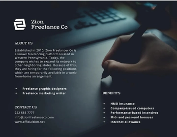 Free Bi-Fold Freelance Job Brochure Template to Edit Online