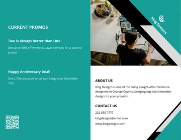 Free Bi-Fold Freelance Designer Brochure Template to Edit Online