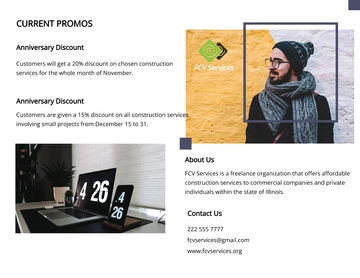 Free Modern Bi-Fold Freelancer Brochure Template to Edit Online