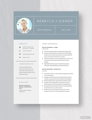 Branch Coordinator Resume