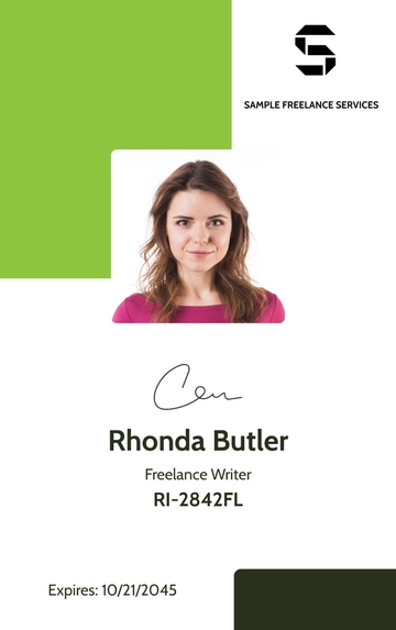 Free Sample Freelance ID Card Template to Edit Online