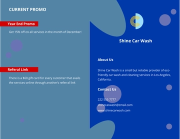 Free Car Wash Service Bi-Fold Brochure Template to Edit Online