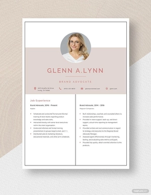Brand Advocate Resume