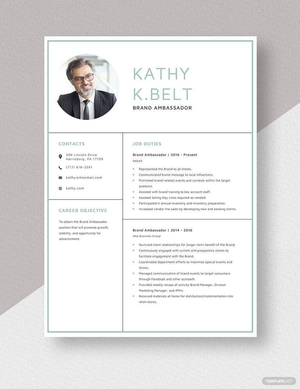 Brand Ambassador Resume