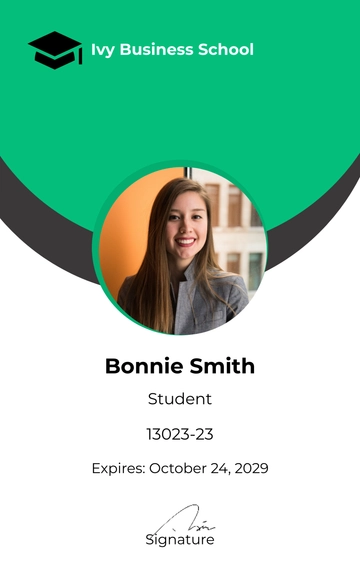 Free Business School ID Card Template to Edit Online