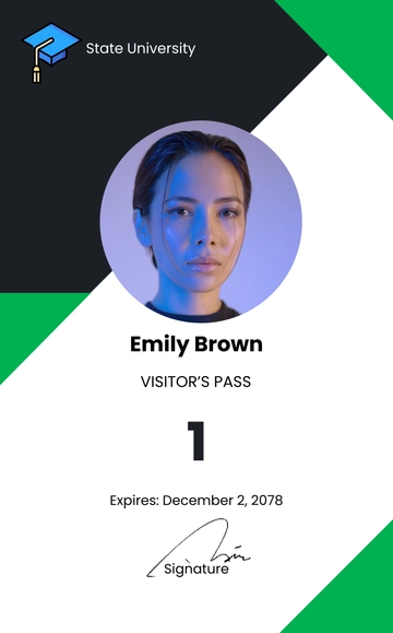 Free University Visitor ID Card Template to Edit Online