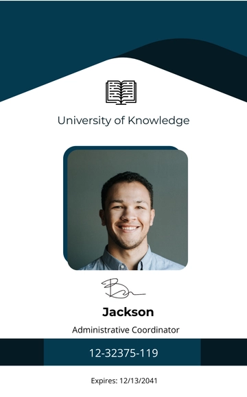 Free University Administrative ID Card Template to Edit Online