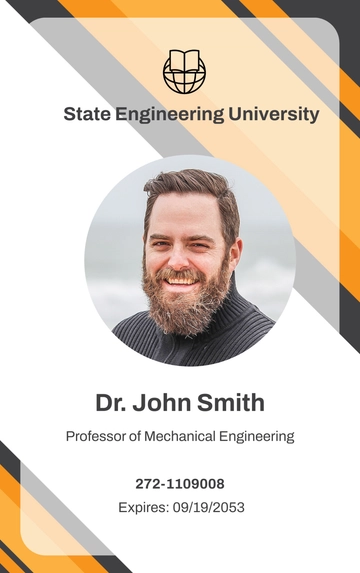Free Engineering University ID Card Template to Edit Online