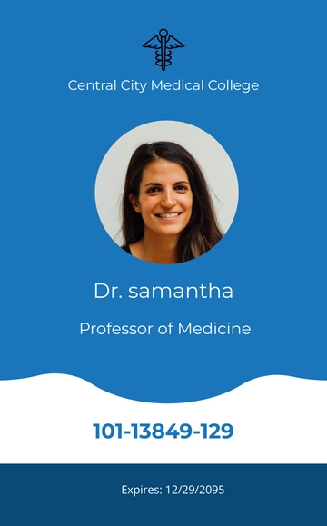 Free Medical University ID Card Template to Edit Online