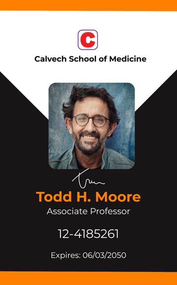 Free University Professor ID Card Template to Edit Online