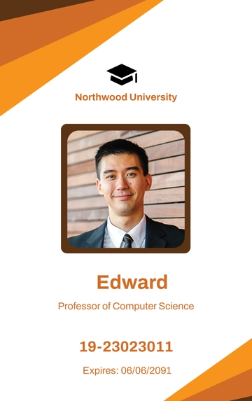 Free University College ID Card Template to Edit Online