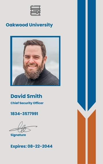 Free University Vertical ID Card Template to Edit Online
