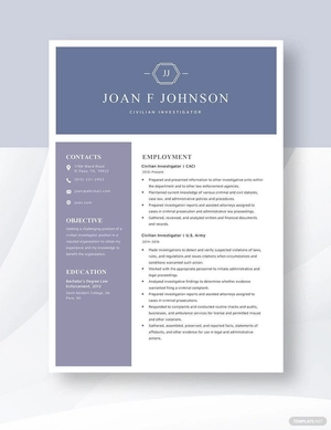 Civilian Investigator Resume