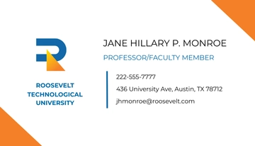 Free University Faculty Business Card Template to Edit Online