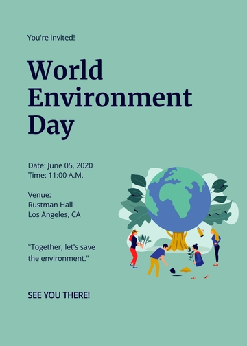 Free World Environment Day Invitation Card Template to Edit Online