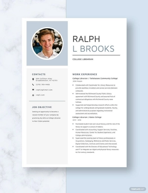 College Librarian Resume