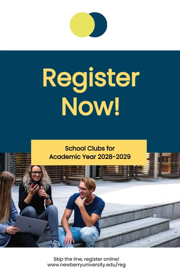 Free University Registration Poster Template to Edit Online