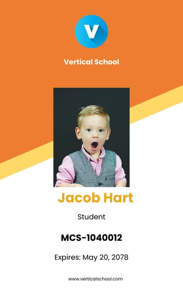 Free Vertical School ID Card Template to Edit Online