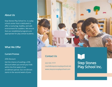 Free Tri-Fold Play School Brochure Template to Edit Online