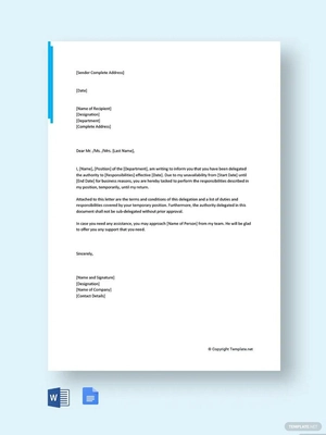Authority Delegation Letter Template