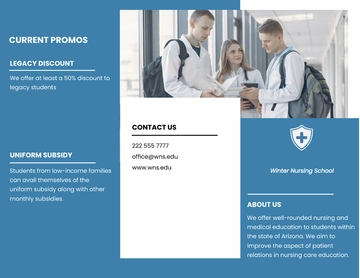 Free Tri-fold Nursing School Brochure Template to Edit Online