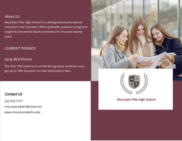 Free Bifold High School Brochure Template to Edit Online