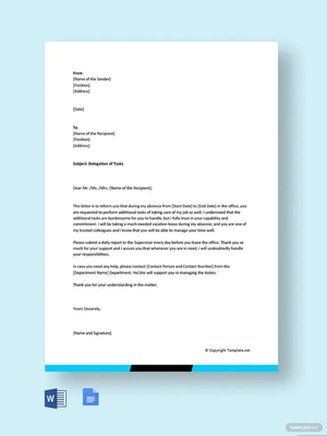 Delegation Letter Template