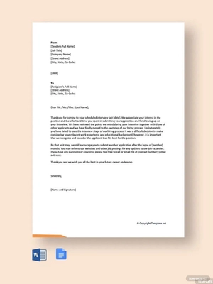 Interview Rejection Letter