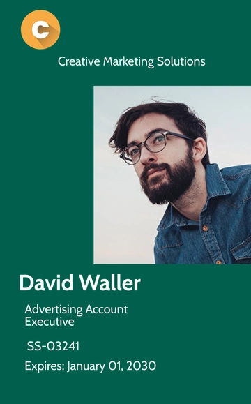 Free Advertising agency employee ID card Template to Edit Online