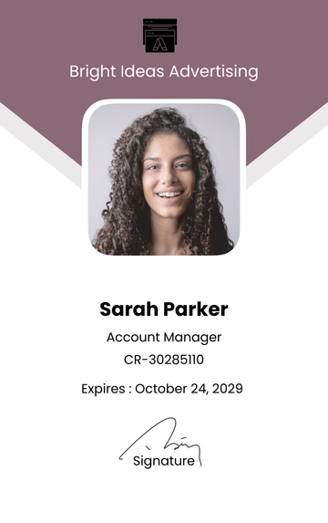 Free Simple Advertising Agency ID Card Template to Edit Online