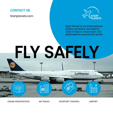 Free Airlines Aviation Services Instagram Post Template to Edit Online