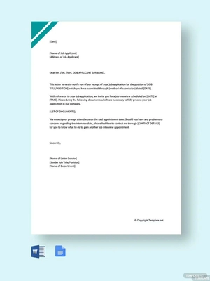 Job Interview Appointment Letter