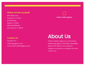 Free Bifold sample advertising agency brochure Template to Edit Online